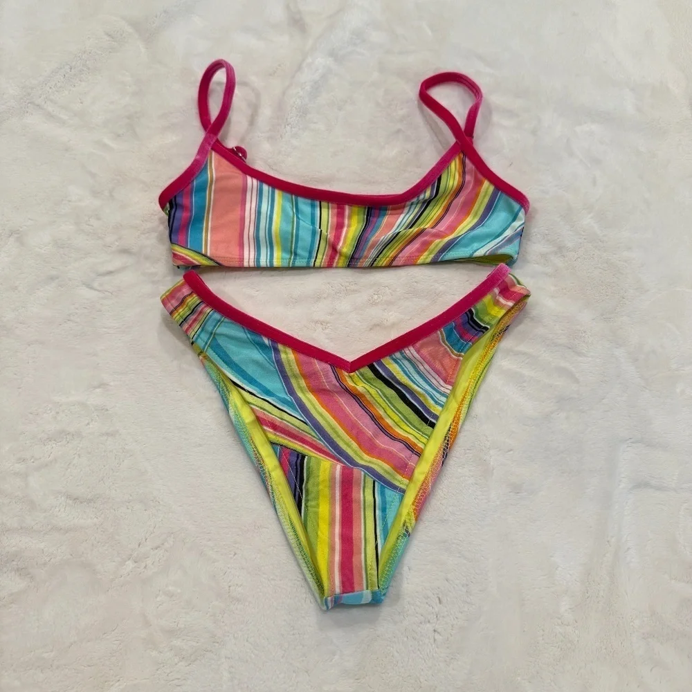 New! SET Frankies Bikinis Dallas Shine Bralette Top Enzo Bottom 31088